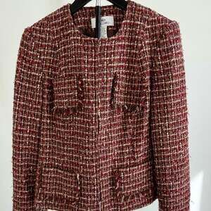 VINTAGE‎ Andrea Viccaro Multi-Color Pink and Brown Tweed Blazer Jacket Size 8
